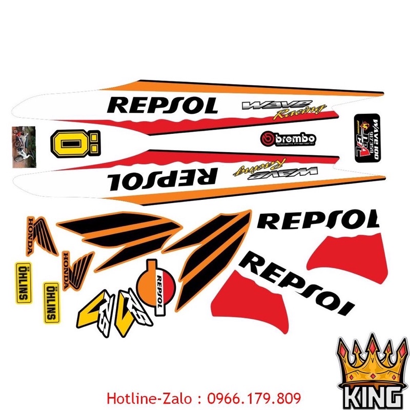 Tem Rời Wave 110, 100cc, 50cc REPJOL Đen nền trắng ⚜️