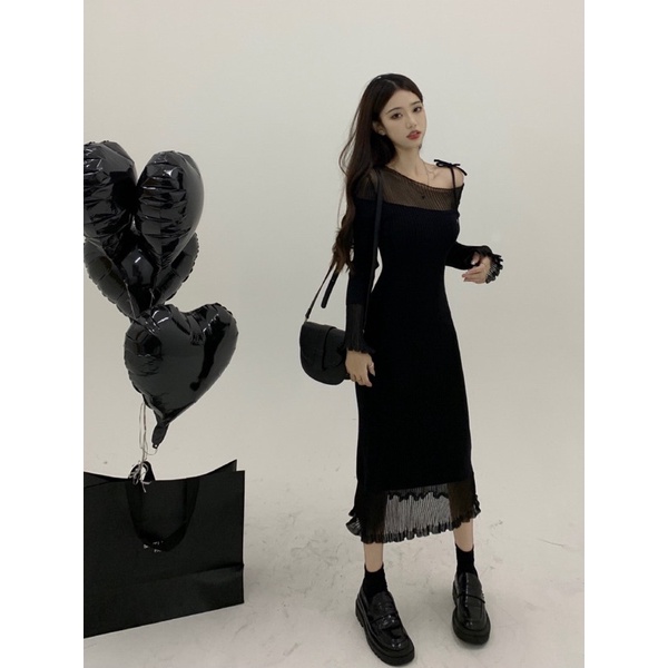 Đầm Len Thun Đen Ôm