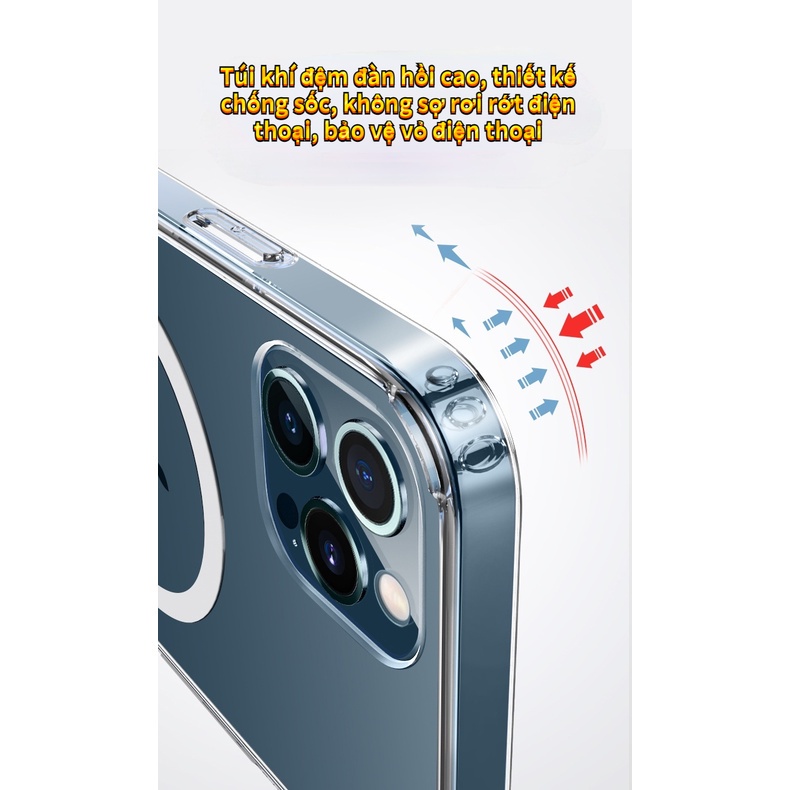 Ốp Lưng Iphone Trong Suốt Từ Tính Hỗ Trợ Sạc Không Dây Cao Cấp Đóng Hộp Đẹp x/xs/11/12/13/14/pro/max/plus