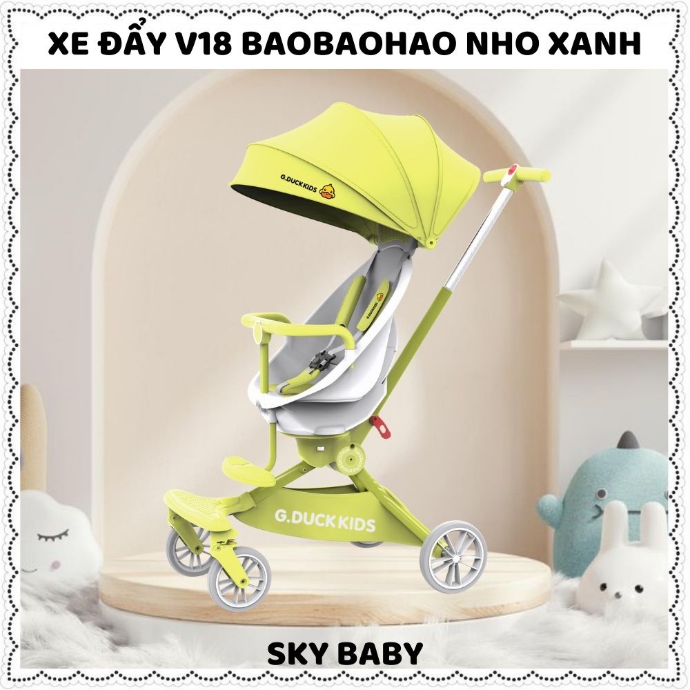 Xe đẩy gấp gọn V18 Baobaohao ngồi ngả 5 chế độ đẩy 2 chiều cho bé từ 4 tháng xe đẩy du lịch bảo hành 6 tháng