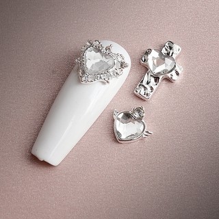 Set 10 charm chữ thập gắn đá tim trang trí móng