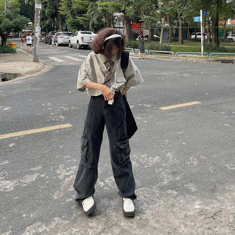 Quần Jean NẤM DÀI, túi hộp khoá kéo dành cho mét 6 - mét 7