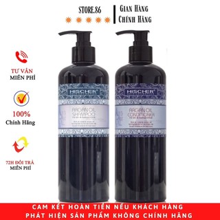 Dầu gội collagen HISCHER ARGAN OIL phục hồi tóc hư tổn, khô sơ, kiềm dầu, sạch gàu, cặp gội xả  chính hãng 500ml – 1000m