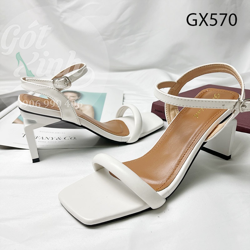Giày sandal cao gót nữ quai ngang gót tia chớp 7 phân - có size lớn 40 41 42