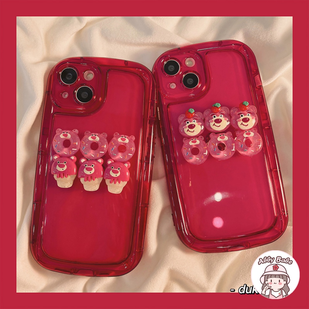 Ốp Điện Thoại TPU Mềm Trong Suốt Chống Mồ Hôi Hình Gấu / Bánh Donut / Dâu Tây 3D Cho IPhone 14 Pro Max 11 7Plus 13 12 11 Pro Max X XS