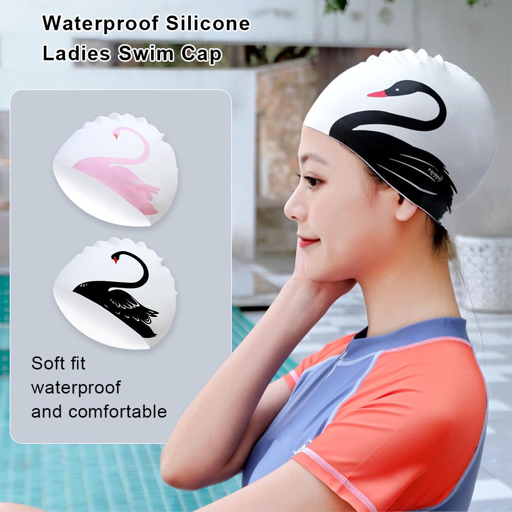 Mũ Bơi Co Giãn Chống Nước Chống Trượt Nhiều Màu Sắc Dễ Thương Cho Nữ