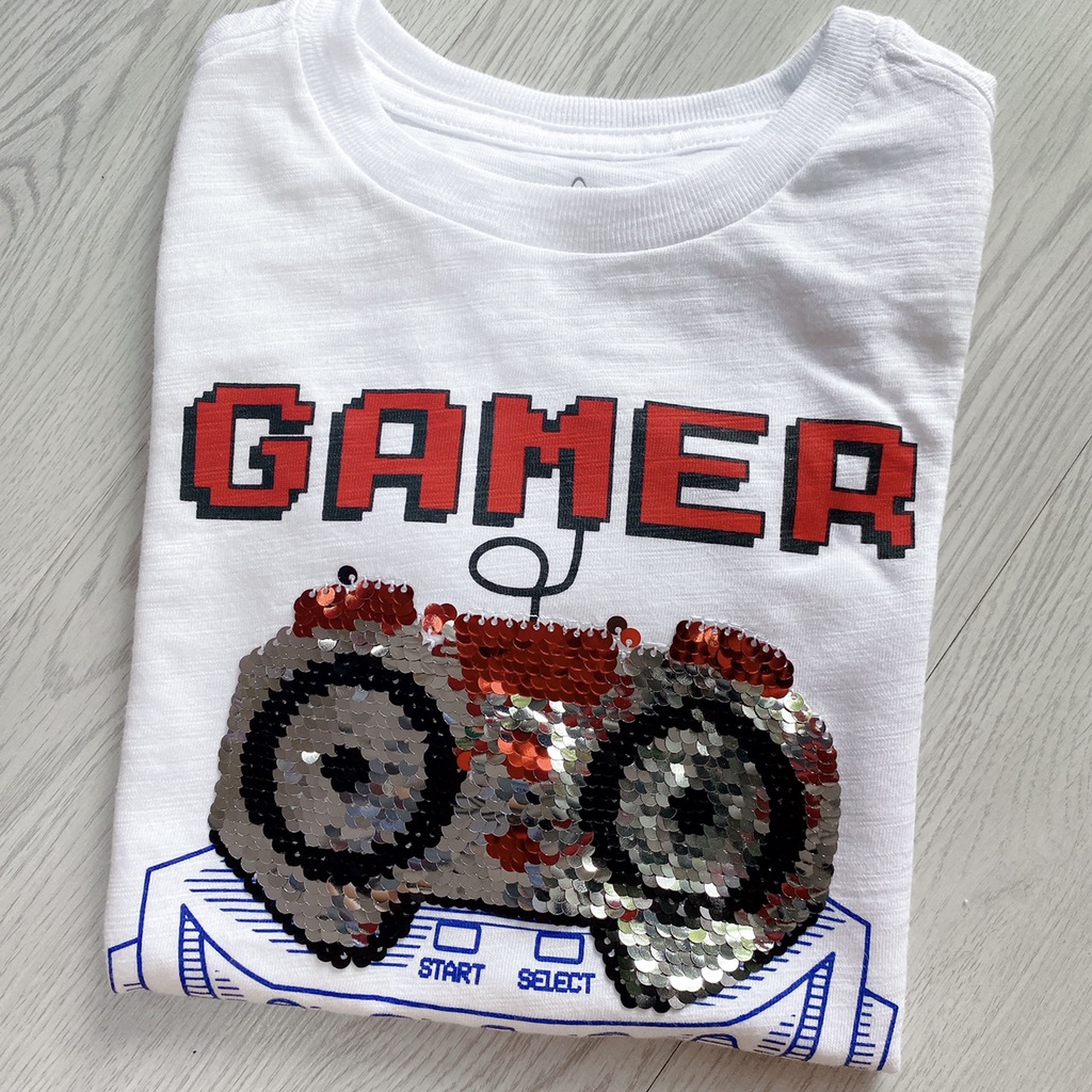 P186 Áo ngắn tay cotton xước siêu đẹp, hình vuốt form unisex bé trai bé gái mặc đều đẹp