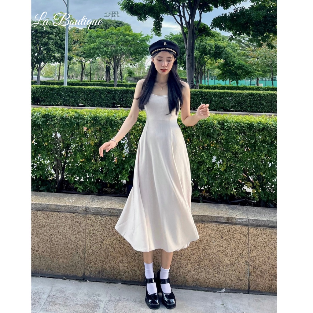 [Ảnh thật] Đầm 2 dây dáng dài La Boutique tùng xòe che bụng tôn dáng hở lưng gợi cảm