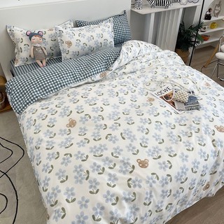 Bộ Grap Giường Vỏ Chăn 5 Món (Hình Thật) Hoa Hồng Trắng Xinh Đẹp M2*2M-M4*2M- M6*2M-M8*2M