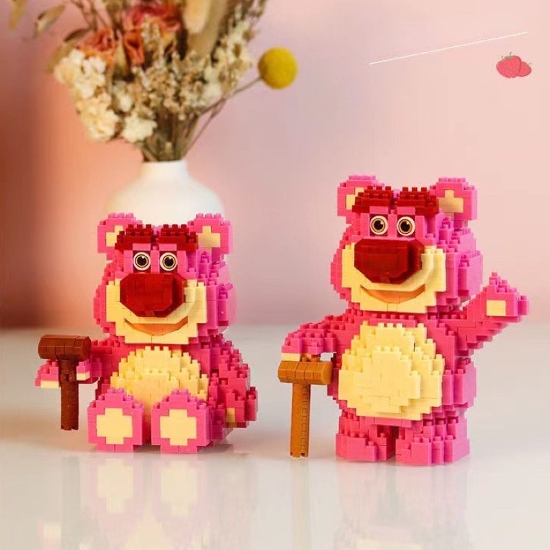 🍓Đồ chơi lắp ráp lego mô hình gấu dâu tây Lotso hồng dễ thương