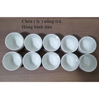 Combo chén uống trà trắng, ly trà không quai, , hàng bình dân, miệng 6cm, cao 4cm, dung tích 55ml