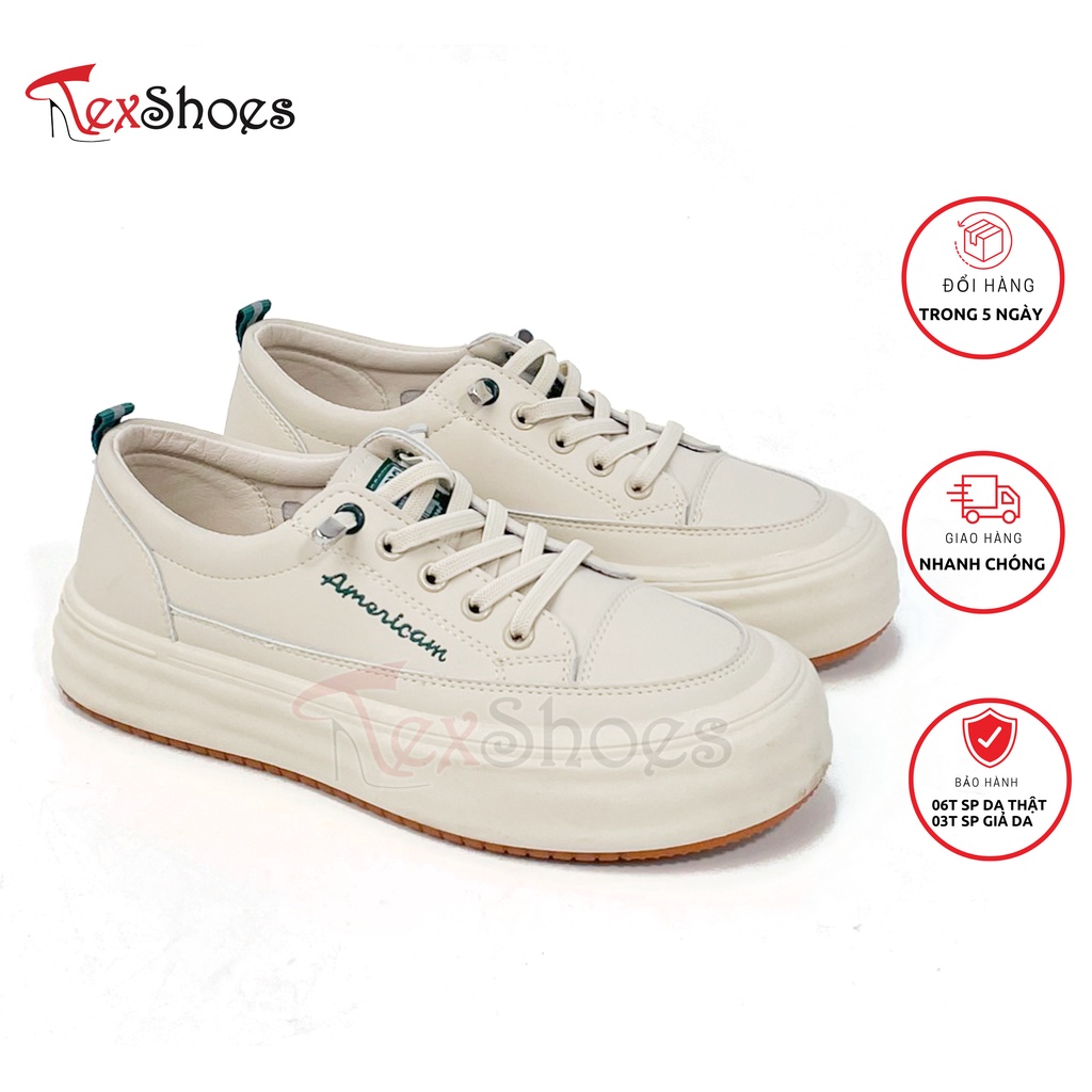 Giày sneaker nữ đế bánh mỳ dập chữ siêu nhẹ cao cấp VNXK TEX SHOES