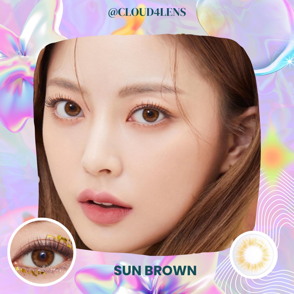 kính áp tròng NÂU HỔ PHÁCH vân tia size XS áp tròng không giãn Sun Brown