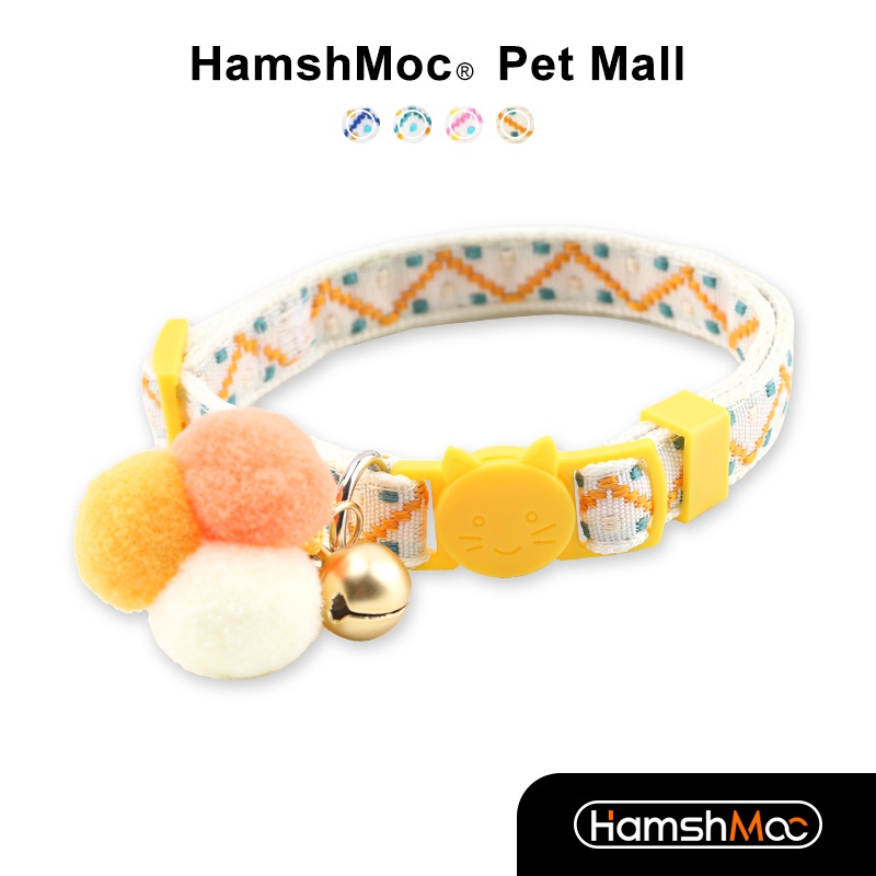HamshMoc Vòng Cổ Nhẹ Mềm Mại Thoải Mái Bền Bỉ Có Chuông Và Bóng Lông Cho Thú Cưng