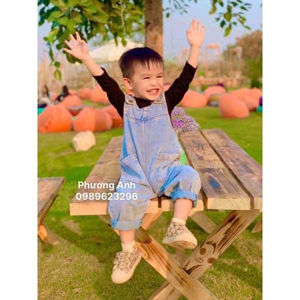 Set yếm jean kèm áo Bé trai và bé gái