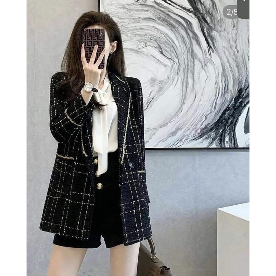 Set Dạ blazer kèm sơ mi nữ sang chảnh kiểu hàn quốc, thời trang nữ