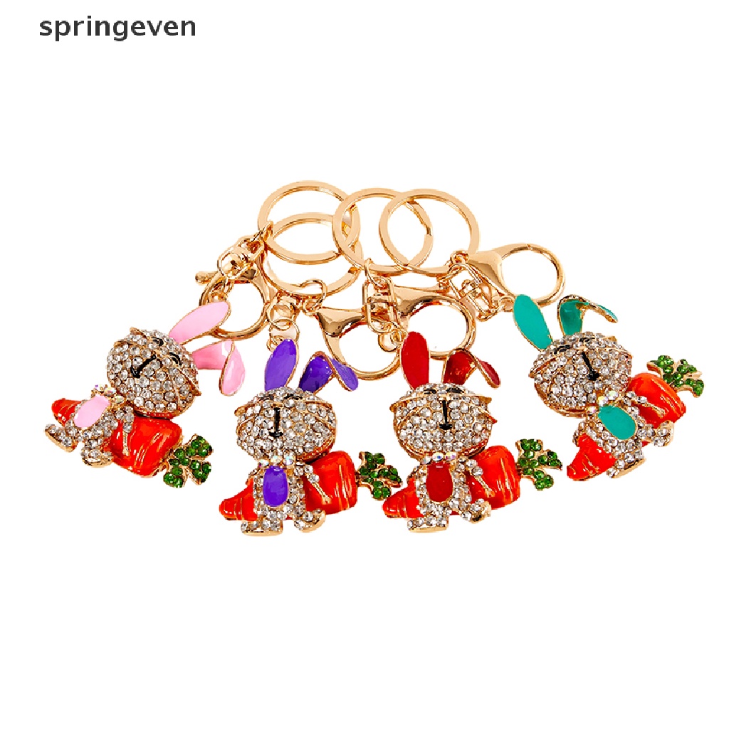 Móc Khóa Hình Thỏ Và Củ Cải Dát Kim Cương Sáng Tạo Thời Trang Cho Cặp Đôi