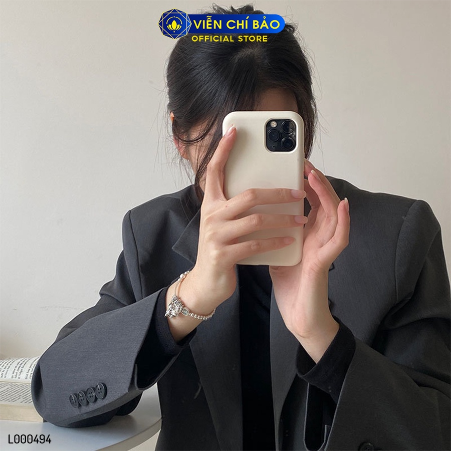 Vòng tay bạc nữ bi charm gấu chuông chất liệu bạc 925 thời trang phụ kiện trang sức Viễn Chí Bảo L000494