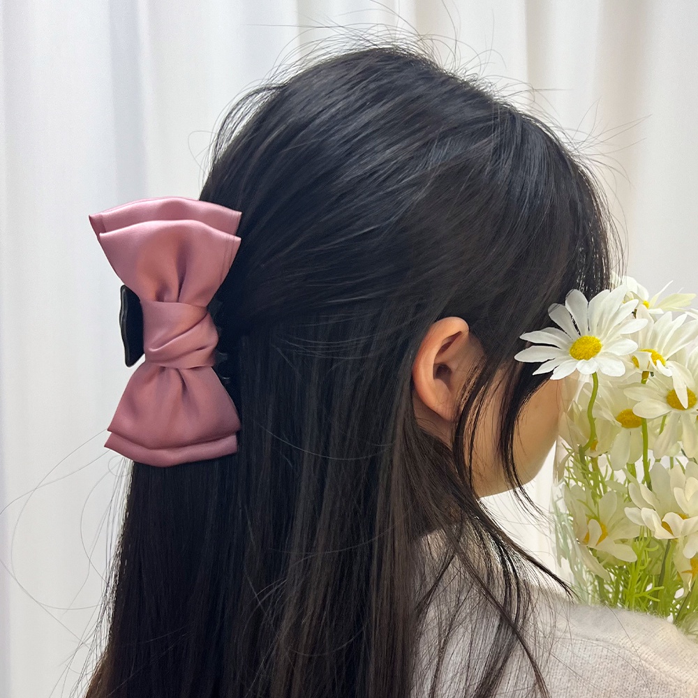 Kẹp Tóc Nơ Đen Bằng Satin Cỡ Lớn Phong Cách Hàn Quốc Cổ Điển Thời Trang Cho Nữ