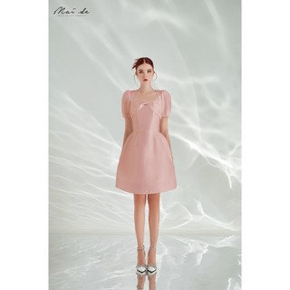 [Mã BMLT30 giảm đến 30K đơn 299K] MAIDE Đầm xòe tay phồng nơ ngực dễ thương Lopi Dress Hồng