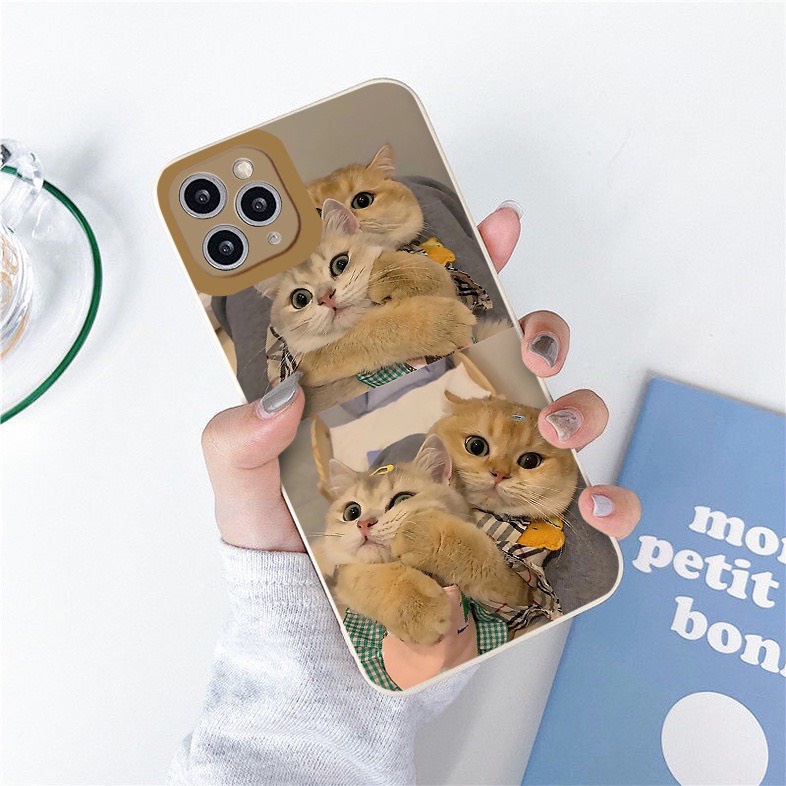 Ốp Lưng iPhone Cạnh Vuông, Bảo Vệ Camera Hình Mèo M03 iP 7Plus,8Plus,x,xs,xsmax,11,11promax,12,12promax,13,13promax