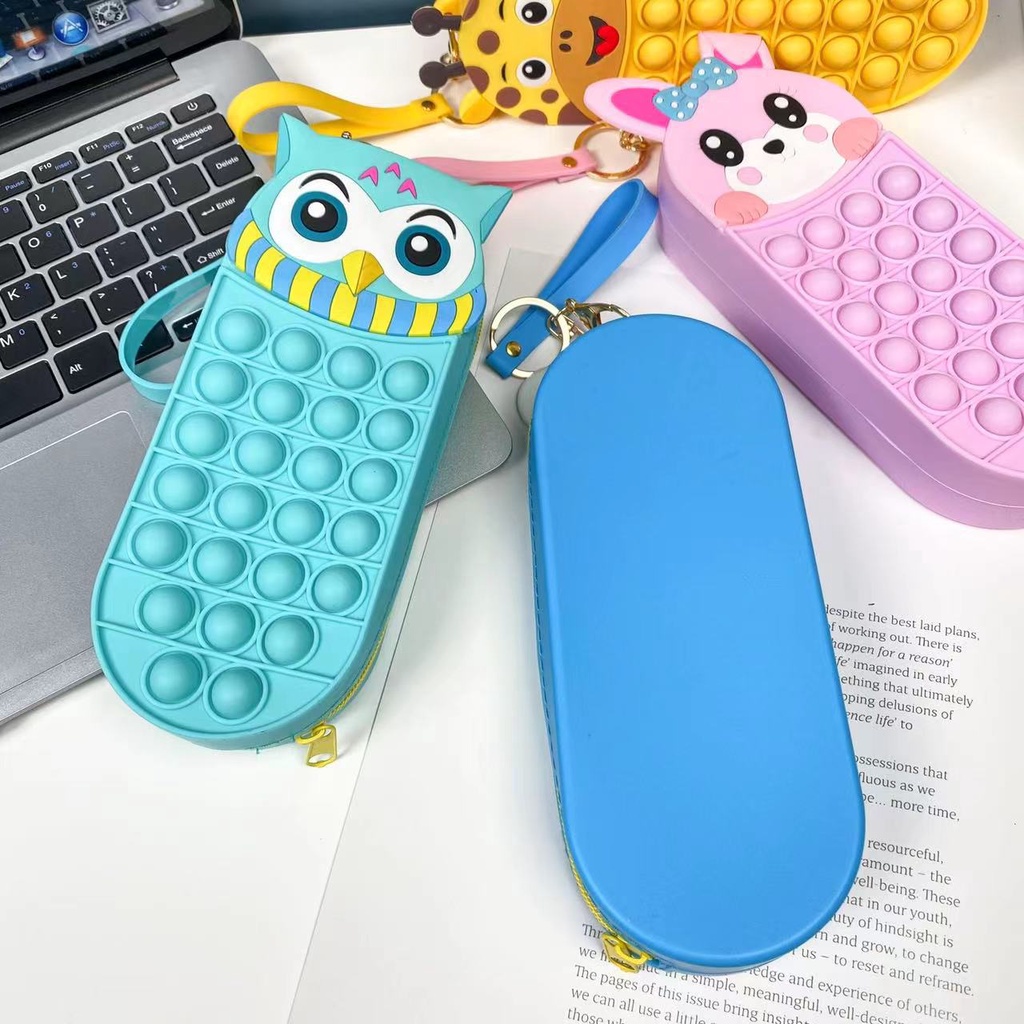 Hộp Đựng Bút Bằng Silicon Đa Năng Họa Tiết Hoạt Hình Dễ Thương Cho Học Sinh Ốp