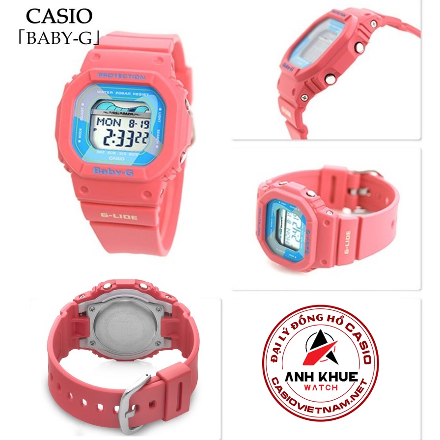 Đồng Hồ Casio BLX-560VH-4 | Baby-G | Nữ | Dây Nhựa Màu Hồng | Mặt Vuông Điện Tử | Chống Nước WR200M