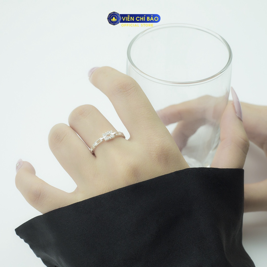 Nhẫn bạc nữ họa tiết xích đính đá chất liệu bạc S925 thời trang phụ kiện trang sức nữ Viễn Chí Bảo N400319