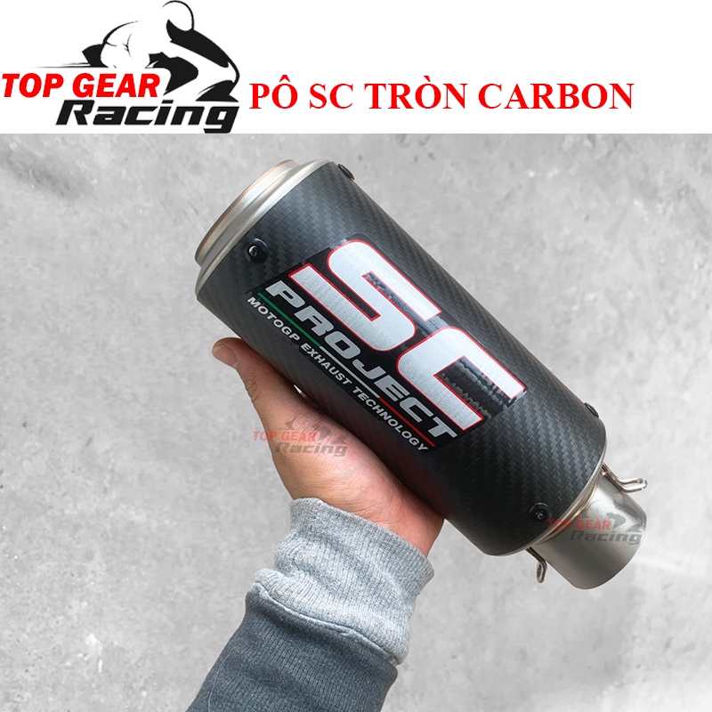 Lon Pô SC Tròn Carbon Họng 51mm Kèm Tiêu Giảm Thanh