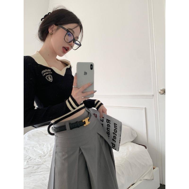 Set Chân Váy Xếp Li Và Áo Lửng Thời Trang Mùa Thu Phong Cách Mới Cho Nữ