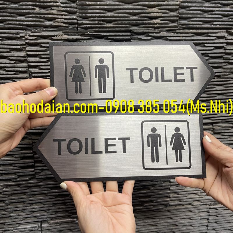 Biển chỉ dẫn nhà vệ sinh toilet chất liệu inox in uv sang trọng KT10x25cm
