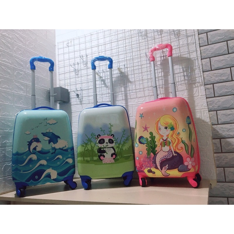 Vali kéo cho bé hình gấu Ki Ki, unicorn, cá heo, nàng tiên cá, ngựa Pony hàng xuất châu âu cao cấp