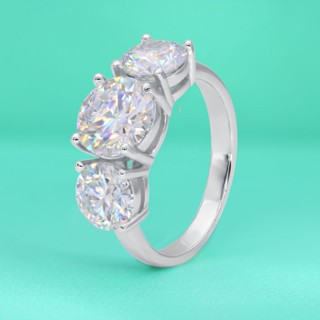 Kim Cương Nhân Tạo Moissanite  (8+6.5+6.5mm) S925 nhẫn bạc tinh khiết nữ sang trọng 2+1+1 carat D màu có thể kiểm tra bút kim cương mosang đá nhẫn
