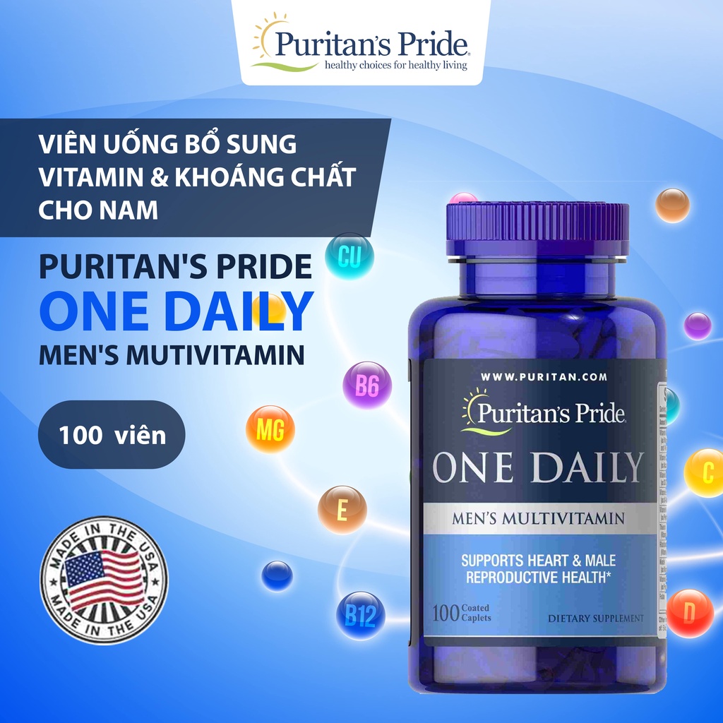 Vitamin tổng hợp cho nam Puritan's Pride One Daily Men's Mutivitamin tăng sức khỏe cho phái mạnh 100 viên của Mỹ
