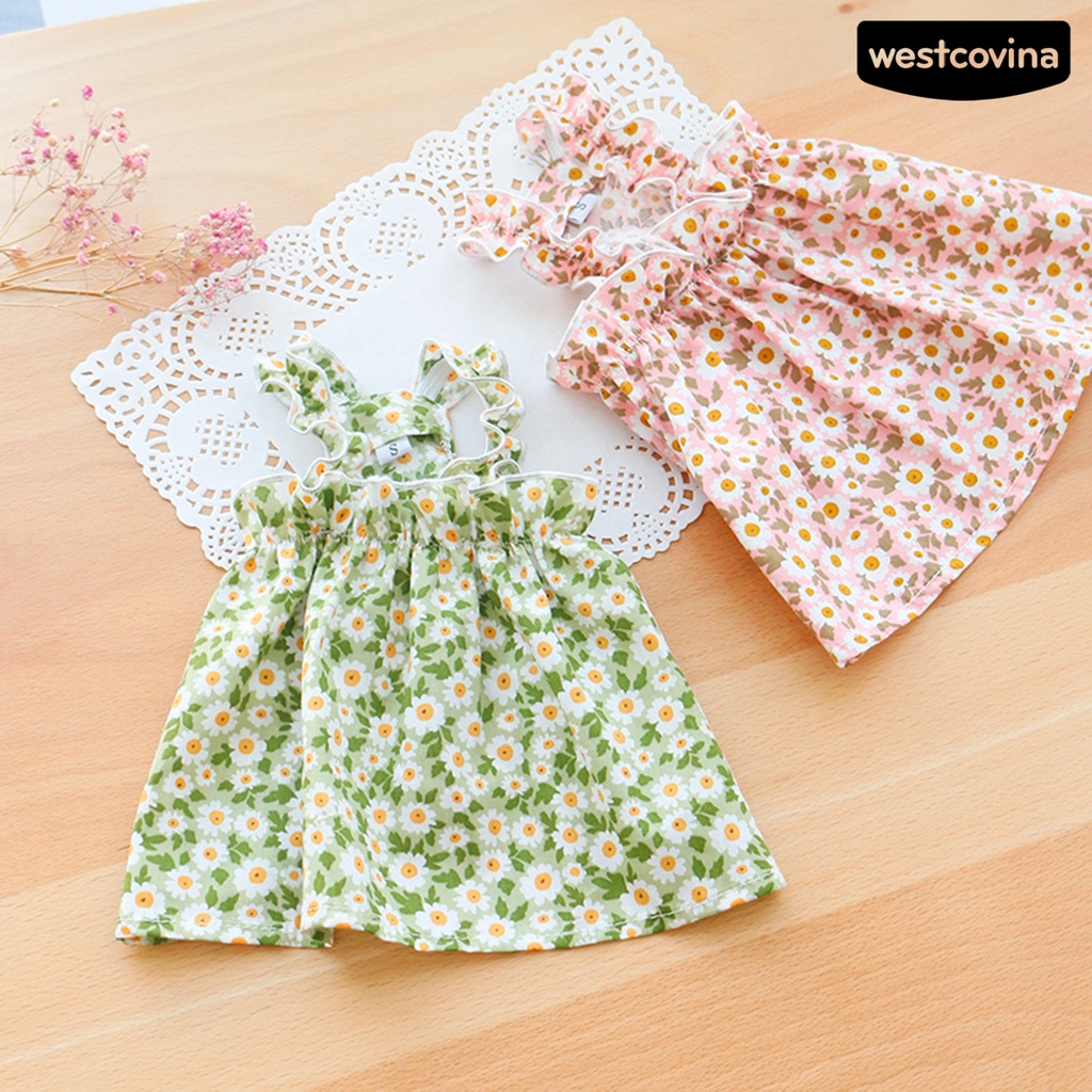 [Hot]♝Đầm Hoa Hai Dây Chống Nắng Thời Trang Dành Cho Cún Cưng