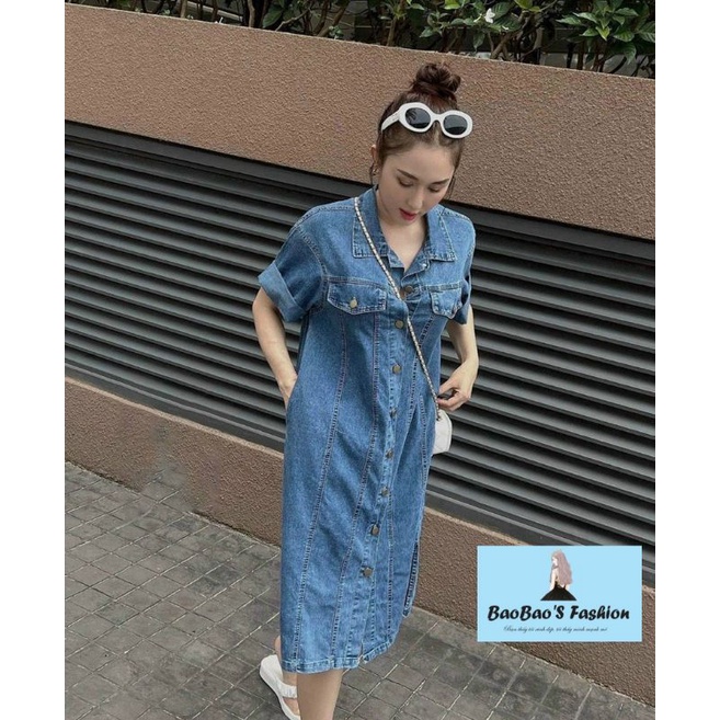 Đầm jean bò dáng dài cá tính (hàng Quảng Châu loại 1)