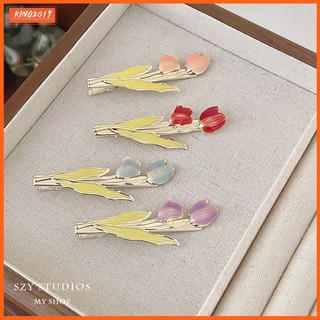 Cod kẹp tóc hoa tulip vẽ tay kiểu pháp phụ kiện tóc hoa tulip mini kẹp tóc kim loại kẹp tóc cho bé gái