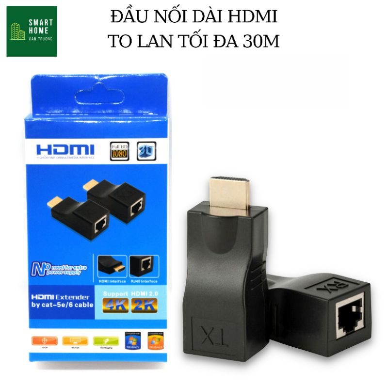 Bộ chuyển đổi HDMI to LAN 30m 2K bộ kéo dài HDMI qua mạng LAN chất lượng cao