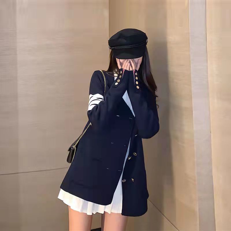 Áo khoác cardigan dày dặn hai hàng nút phong cách Hàn Quốc thời trang nữ