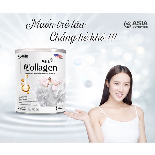 Sữa bột dinh dưỡng Asia Collagen ASIA NUTRITION 900g giúp cải thiện nội tiết tố nữ và ngăn ngừa lão hóa