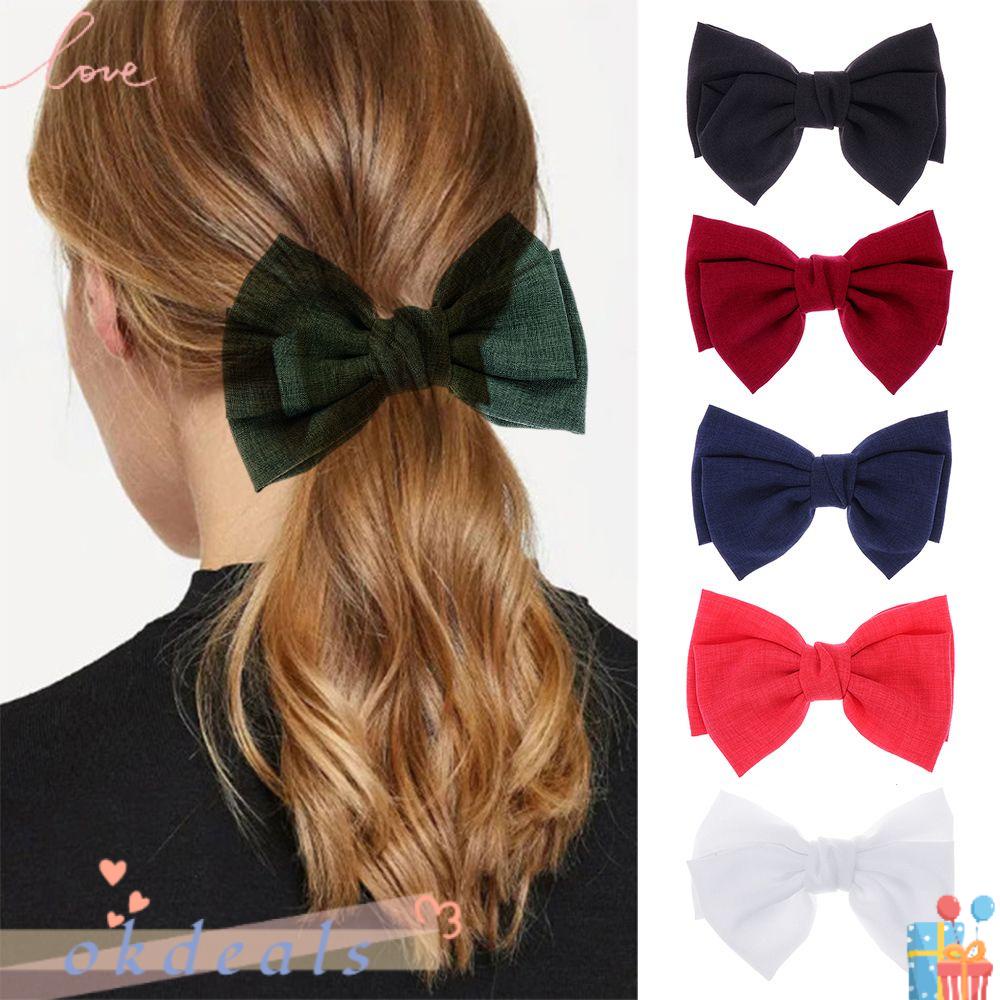 Kẹp Tóc Nơ Lớn Bằng Vải Phong Cách Hàn Quốc