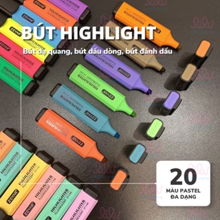 Hình ảnh Bút highlight pastel dạ quang 20 màu mực Anh Quốc đánh dấu nhớ dòng trang trí sổ bullet journal văn phòng phẩm dễ thương