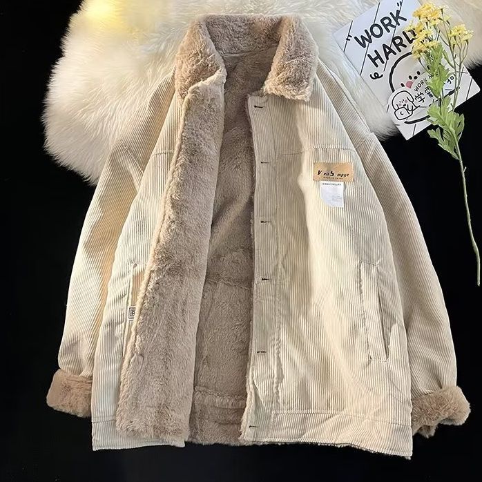 Áo Khoác Lót Lông Cừu Dày Lót Lông Cừu Lót Nhung Dày Phong Cách Retro Nhật Bản Thời Trang Mùa Đông Dành Cho Nữ