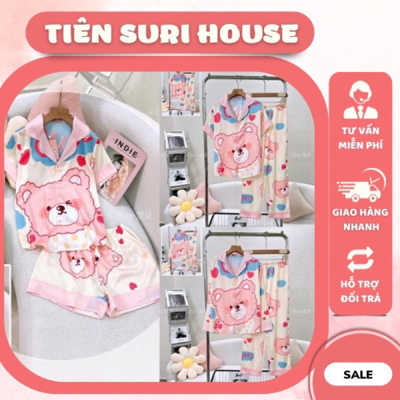 Đồ Bộ Pyjama Lụa Latin Thiết Kế Cao Cấp Booboo Gấu Nhiều Mẫu- Tiên Suri House