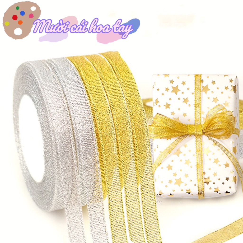 Cuộn Dây Ruy Băng Kim Tuyến Khổ 12mm Gói Quà Lung Linh Dài 20m