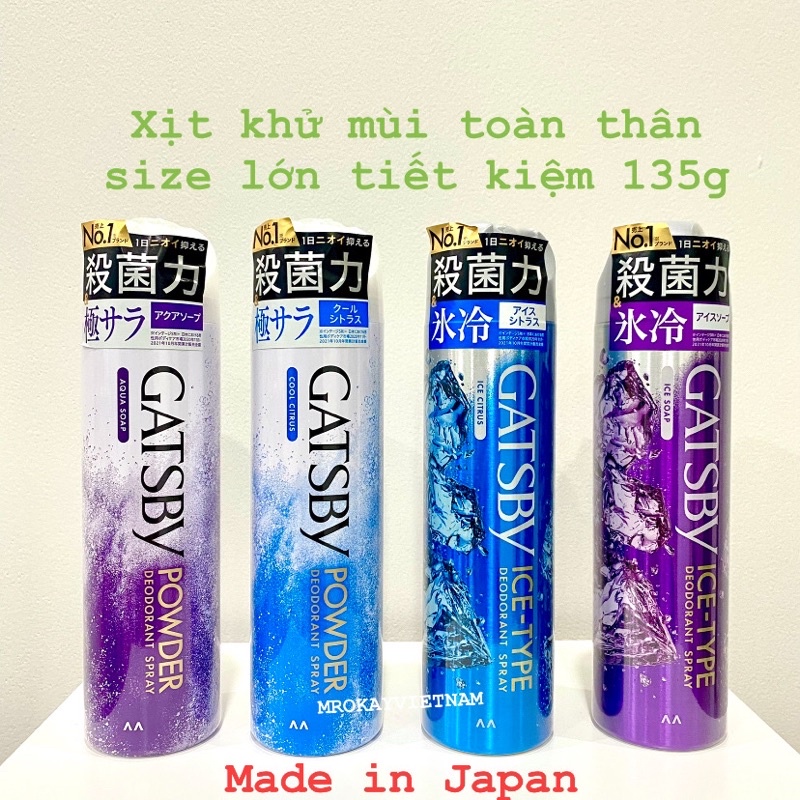 Xịt khử mùi cơ thể Gatsby Ice Deo mát lạnh mùi hương nam tính lưu hương lâu date xa