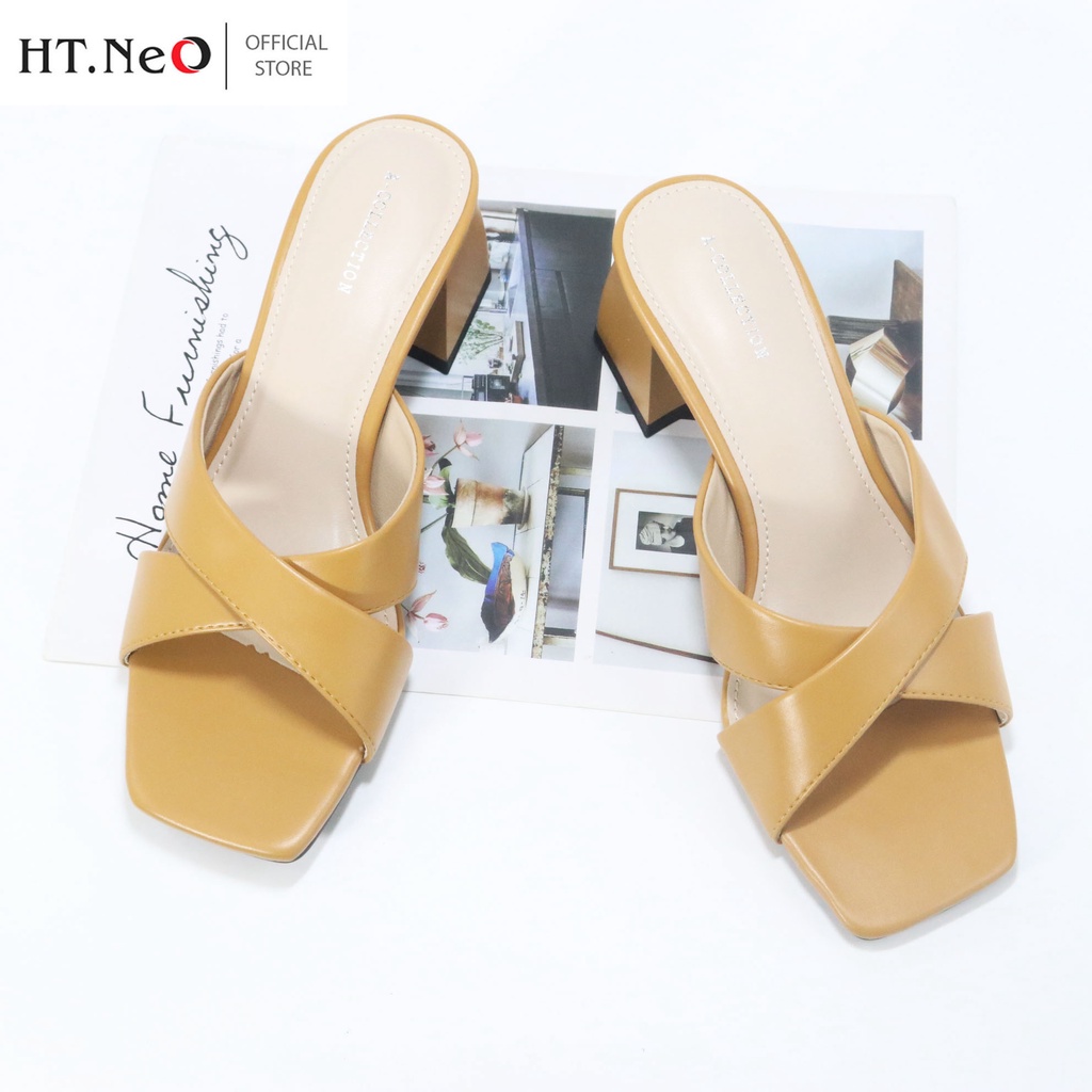 Guốc nữ - Dép cao gót nữ HT.NEO da thật ,gót trụ cao 5cm giúp tôn dáng tăng chiều cao ,thiết kế sang trọng ,lịch sự