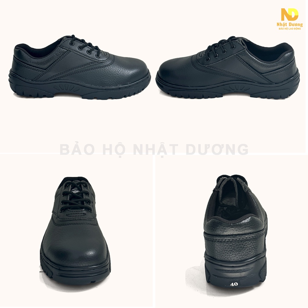 Giày bảo hộ lao động nam Kcep da thật mũi thép đế cao su chống đinh trơn trượt chịu dầu, Giày công trình nhà máy