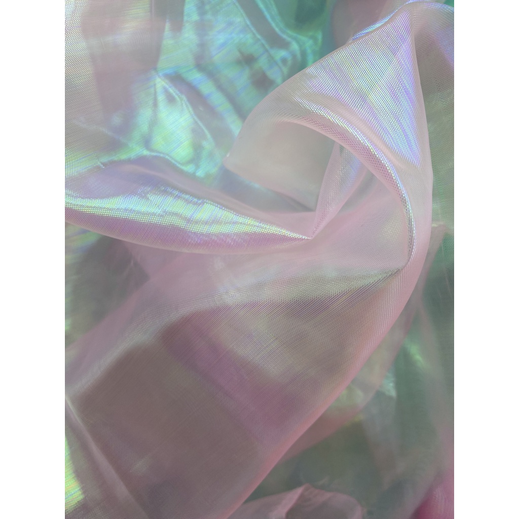 ⚡Giá sỉ⚡ Vải voan kính bóng xà cừ ánh phản quang hologram nhiều làm hoa, phụ kiện tóc, váy...