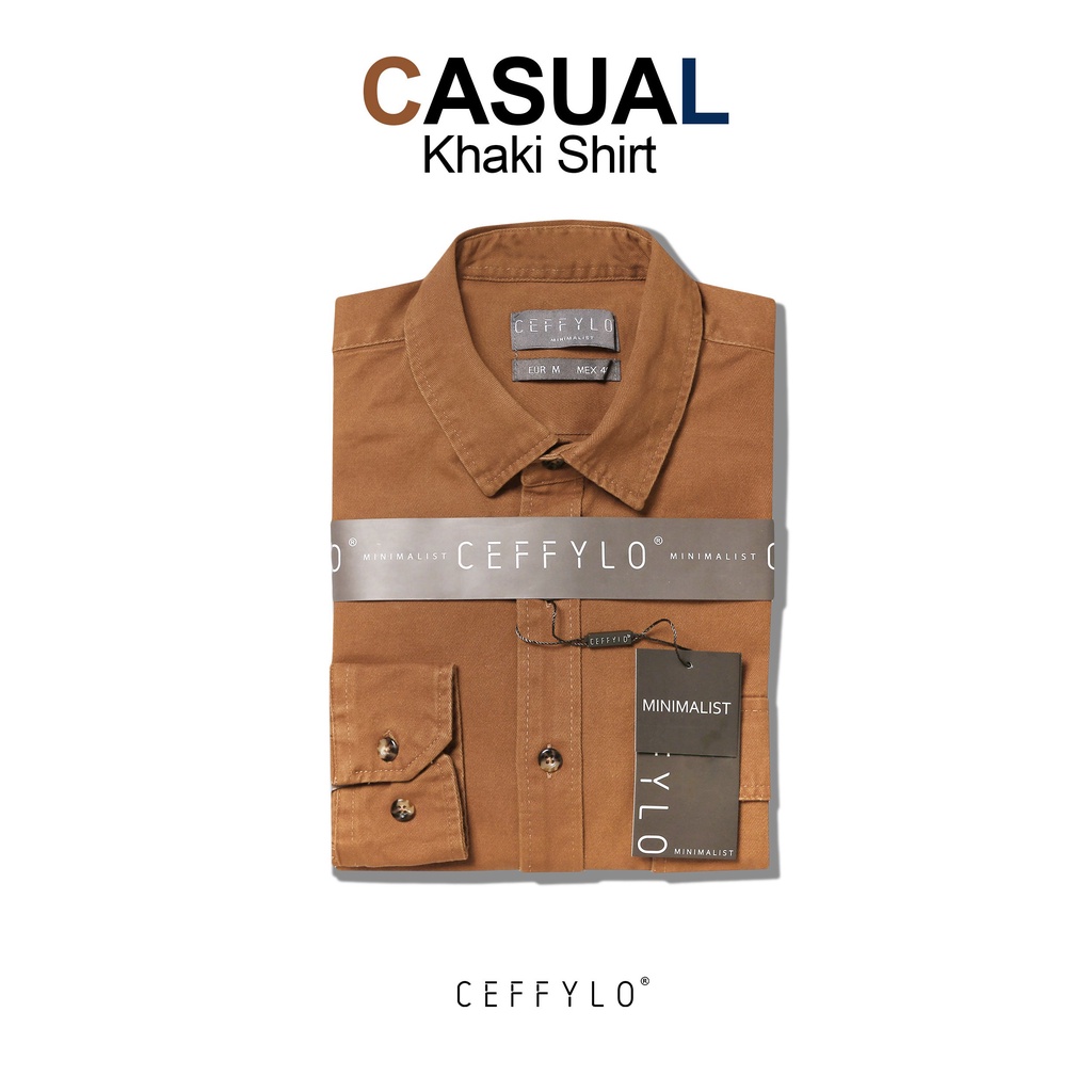 Áo Sơ Mi Khaki Trơn Màu Nâu CF , Chất Khaki , Mềm Mịn , Form SLIMFIT , CEFFYLO